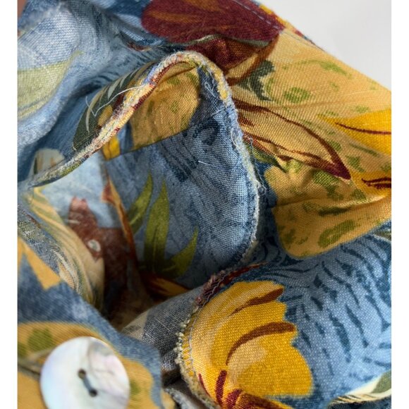 Positive Influence Dress Linen Blue Floral Sheath Pencil Button Midi Vtg Women 6 - Picture 6 of 10